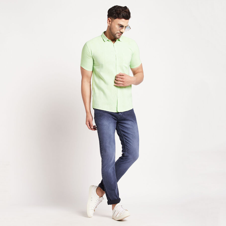 Solid Casual Shirt, Light Green, large image number null