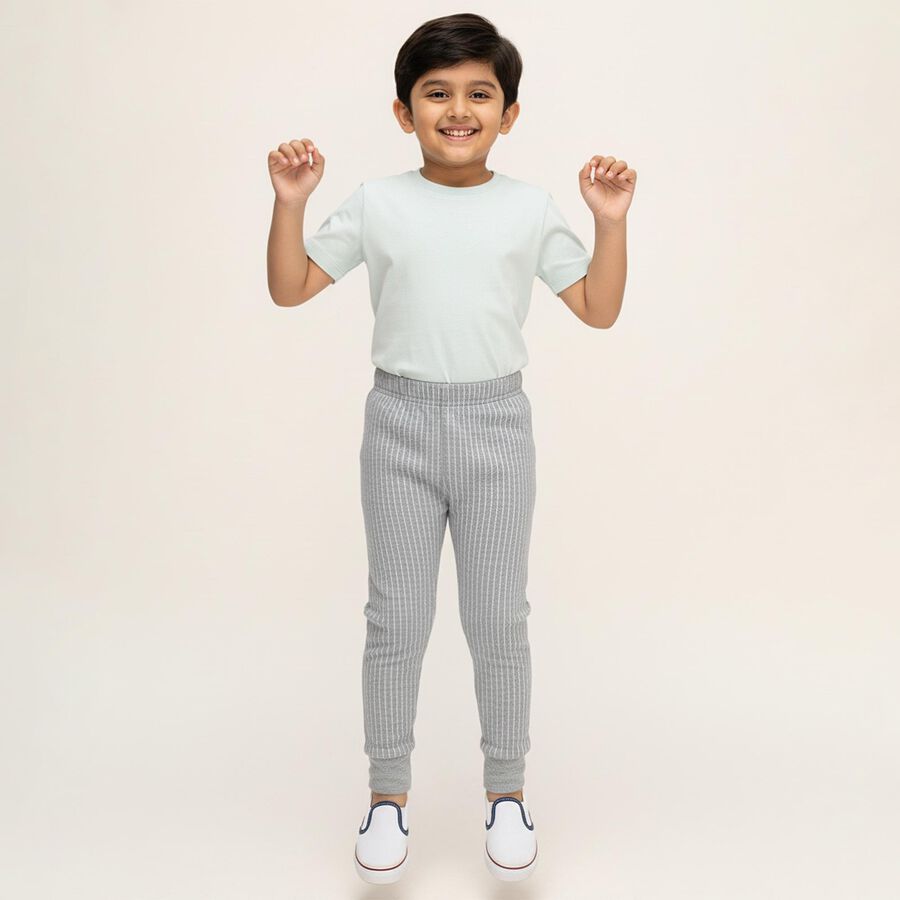Boys Muted Light Grey Thermal Lower, मिश्रित हल्का ग्रे, large image number null