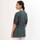 Women's Dark Teal Green Round Neck Floral Printed Kurti, गहरा हरा, small image number null