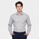 Men's Grey Spread Collar Formal Shirt, हल्का ग्रे, small