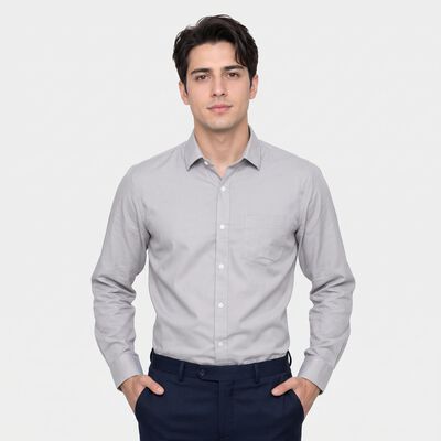 Men's Grey Spread Collar Formal Shirt