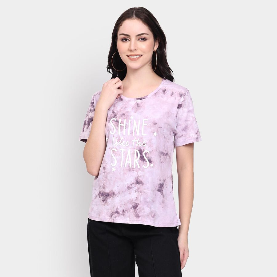 Ladies' 100% Cotton Round Neck T-Shirt, Lilac, large
