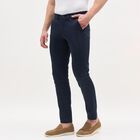 Men's Deep Navy Blue Slim Fit Casual Trousers, नेवी ब्लू, small