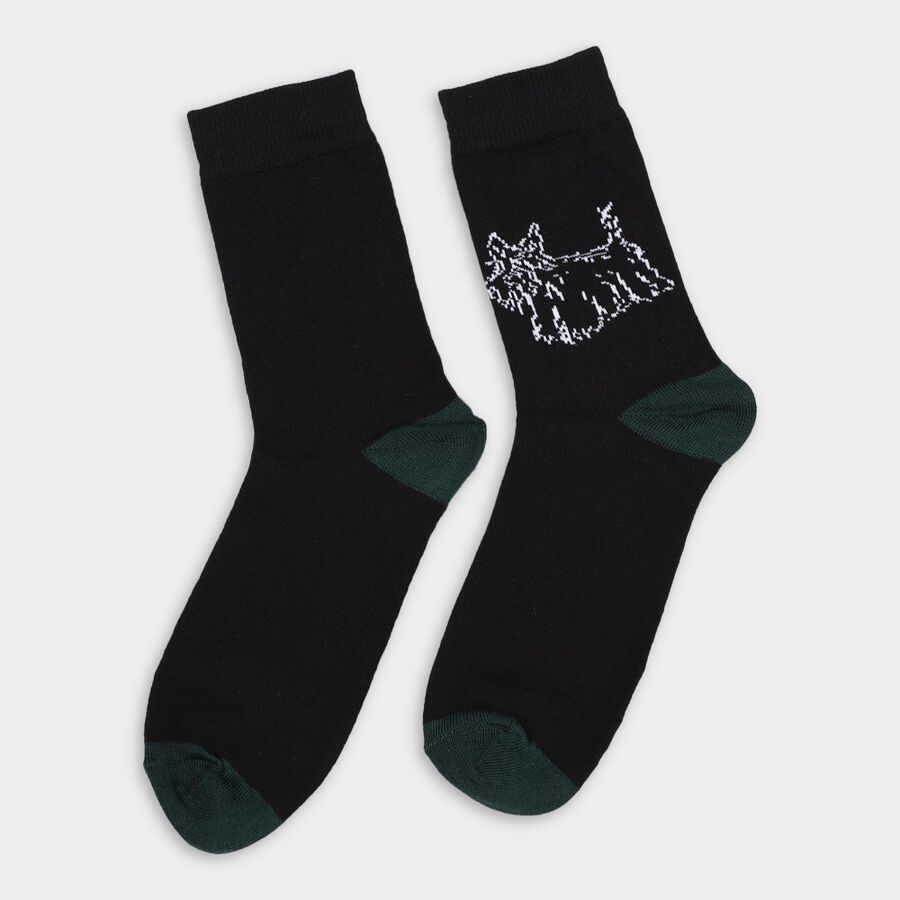 Men's Socks (Pack of 2), काला, large