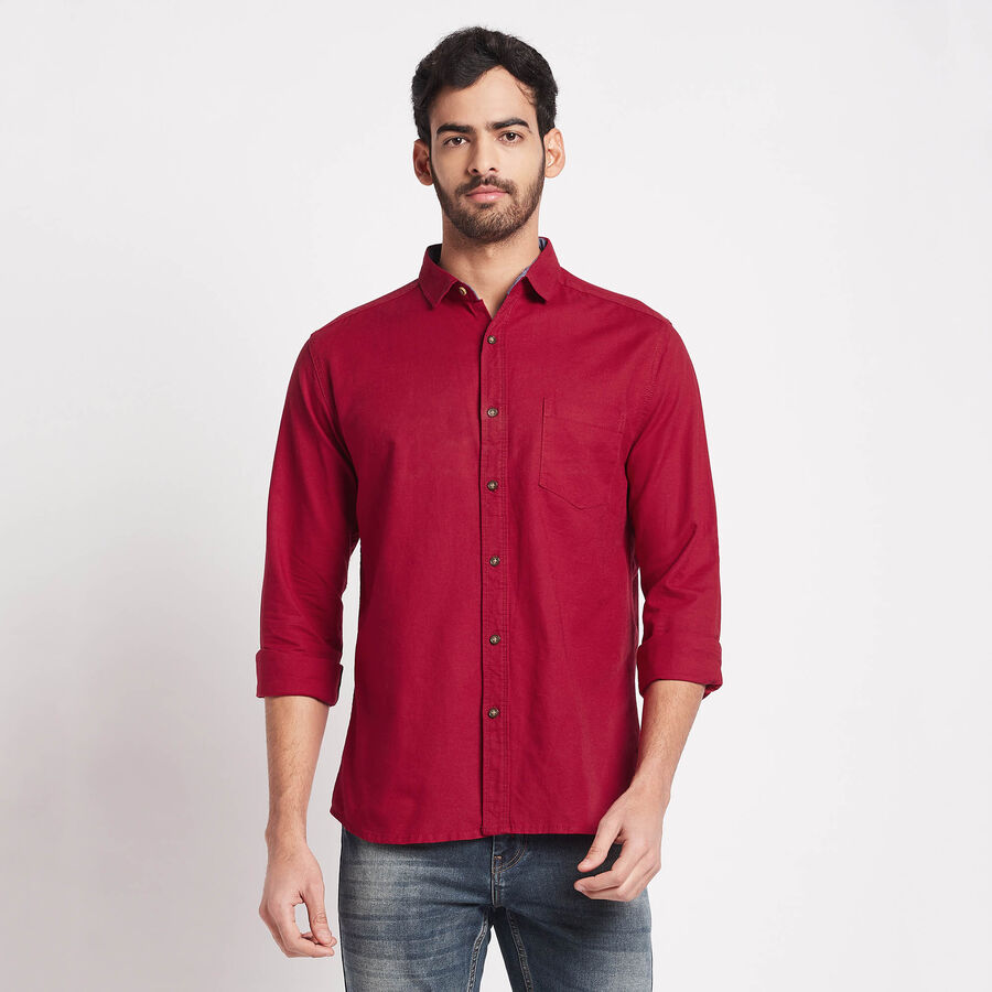 Cotton Solid Casual Shirt, Maroon, large image number null