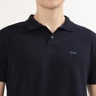 Men's Deep Midnight Navy Blue Polo Neck Casual T-Shirt, नेवी ब्लू, small
