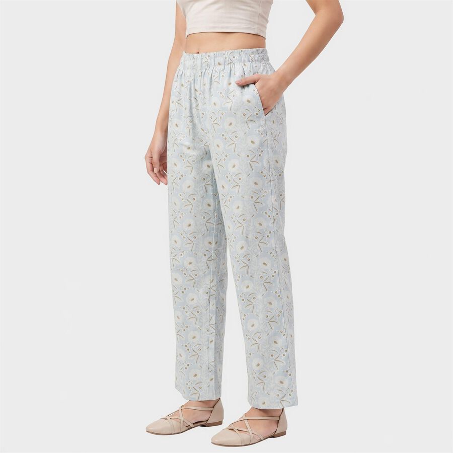 Women's Light Blue Regular Fit Printed Palazzos, हल्का नीला, large