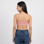 Women's Pink Cotton Blend Scoop Neck Bralette Bra, Light Pink, small
