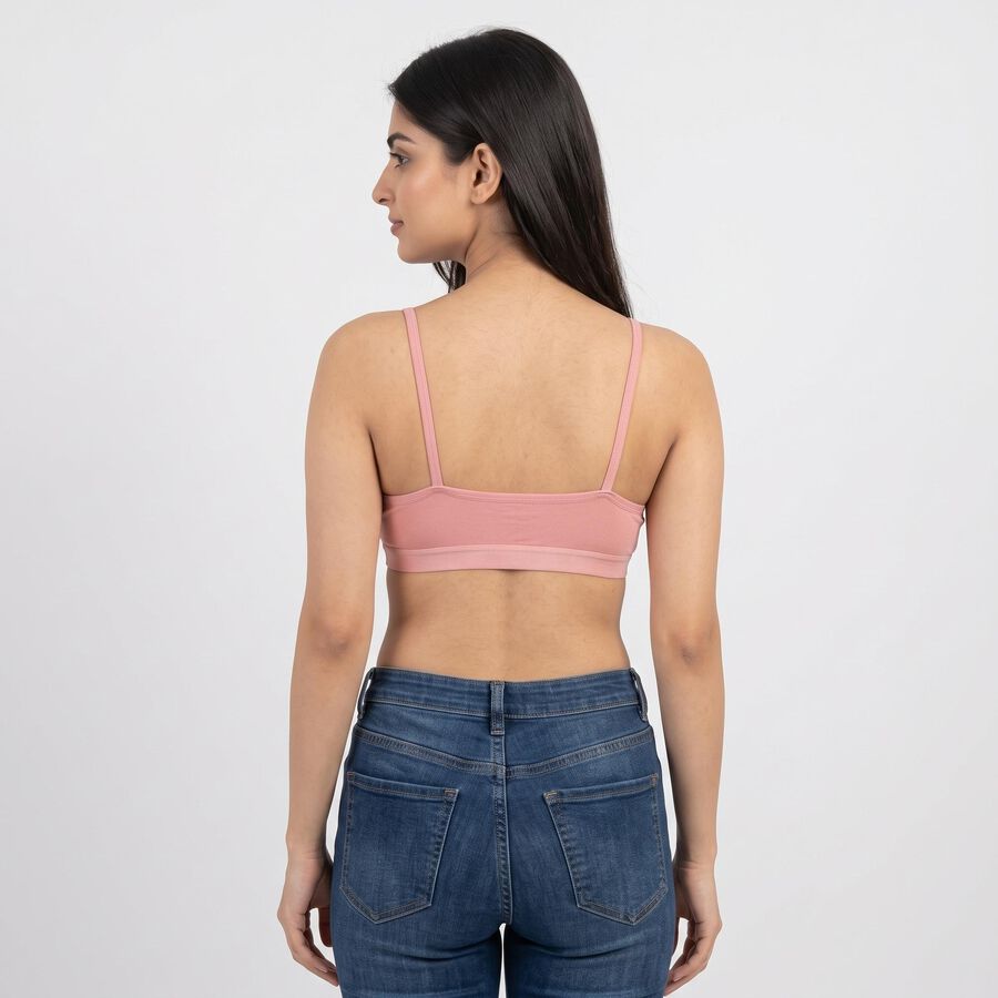 Women's Pink Cotton Blend Scoop Neck Bralette Bra, Light Pink, large