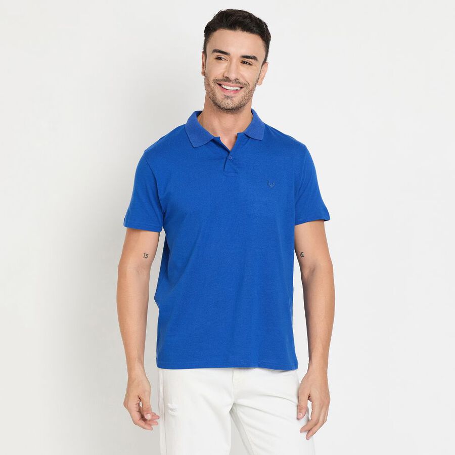 Men's Collared Half Sleeves T-Shirt, रॉयल ब्लू, large image number null
