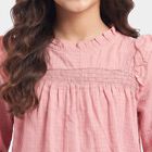 Girls Pink Round Neck Regular Top, गुलाबी, small