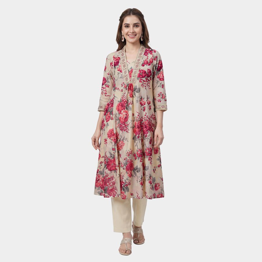 Women's Light Pink Floral Printed Ethnic Set, Light Pink, large