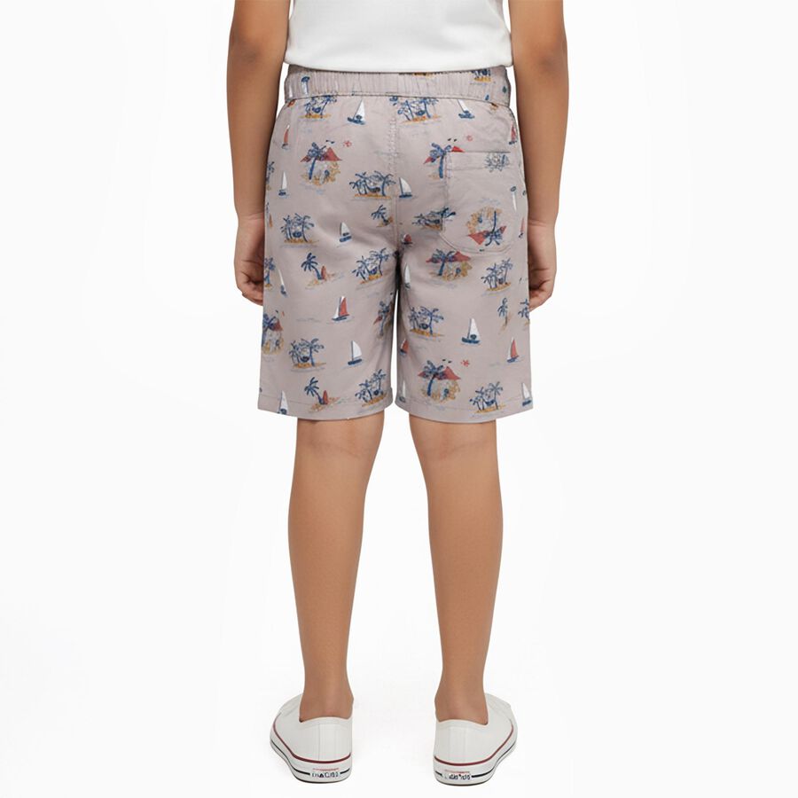 Boys Beige Printed Elastic Waist Bermuda Shorts, गहरा पीला, large image number null
