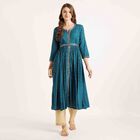 Embroidered 3/4th Sleeve Kurta, टील ब्लू, small image number null