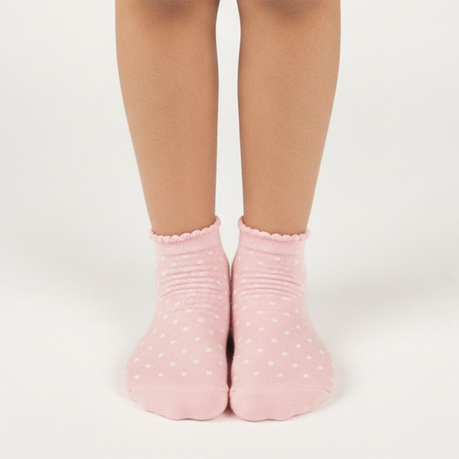 Girls' Soft Pastel Pink and Light Powder Blue Regular Fit Scalloped Ankle-Length Socks Pack of 2, Pink, large image number null