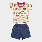 Infants Cotton Printed Baba Suit, Peach, small image number null