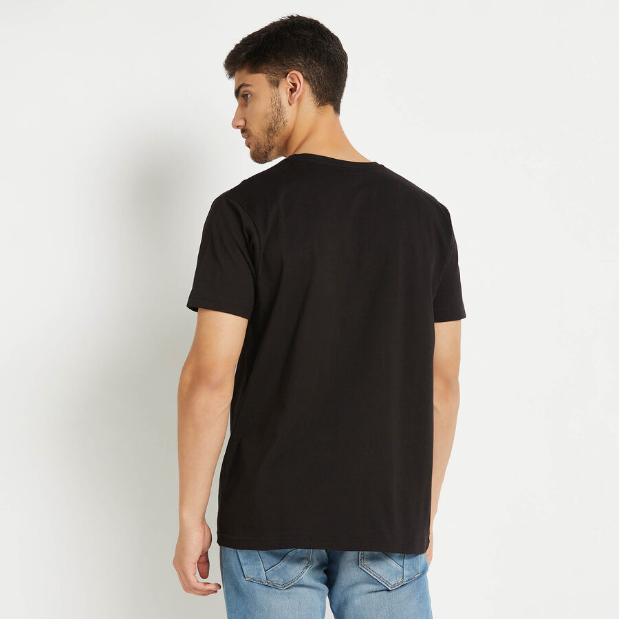 Cotton Cut & Sew Round Neck T-Shirt, Black, large image number null