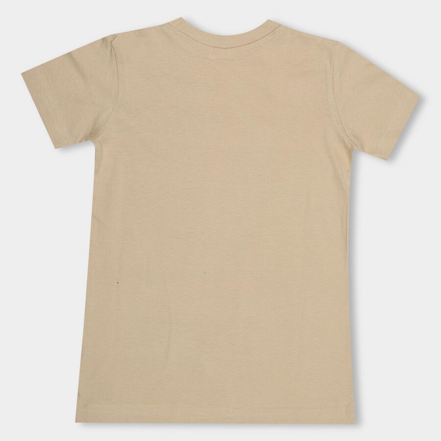 Boys' 100% Cotton Half Sleeves T-Shirt, Beige, large image number null