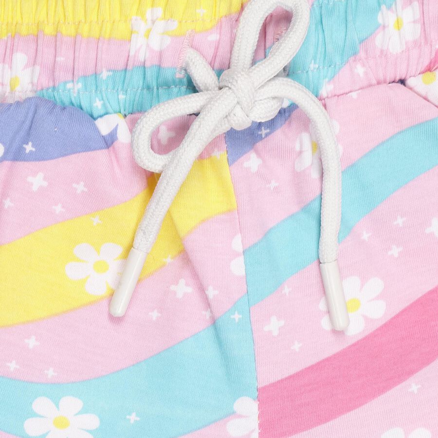 Girls' Multicolor Pull-Up Printed Shorts, Pink, large image number null