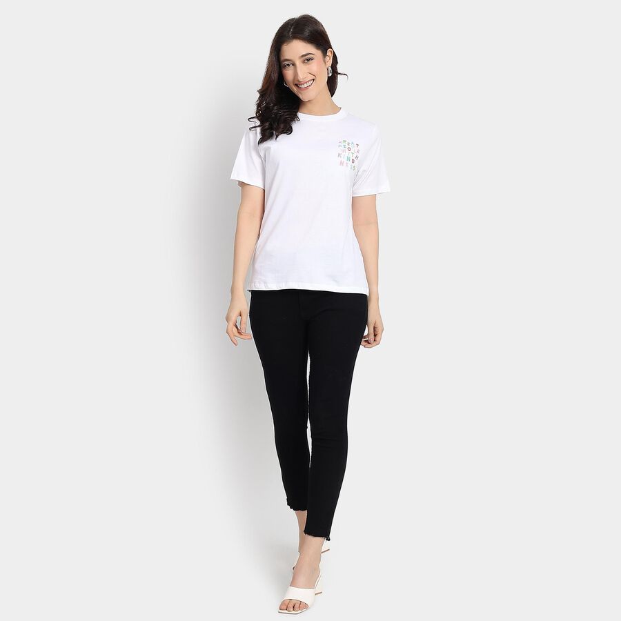 Ladies' 100% Cotton Round Neck T-Shirt, White, large image number null