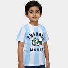 Boys Light Blue Cotton Crew Neck Casual T-Shirt, Light Blue, small