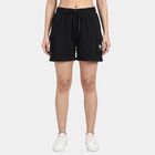 Women's Black Regular Fit Drawstring Shorts, Black, small