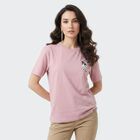 Women's Lilac Cotton Round Neck Regular T-Shirt, लाइलेक, small