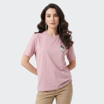 Women's Lilac Cotton Round Neck Regular T-Shirt
