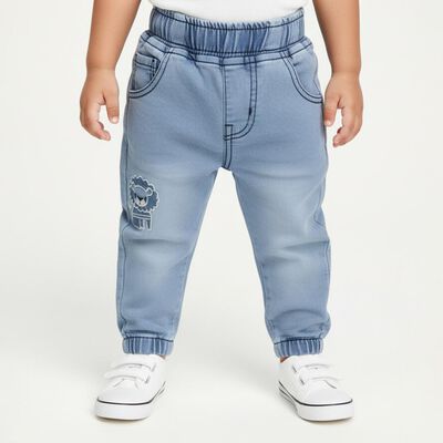 Infant Light Blue Regular Fit Embroidered Jeans