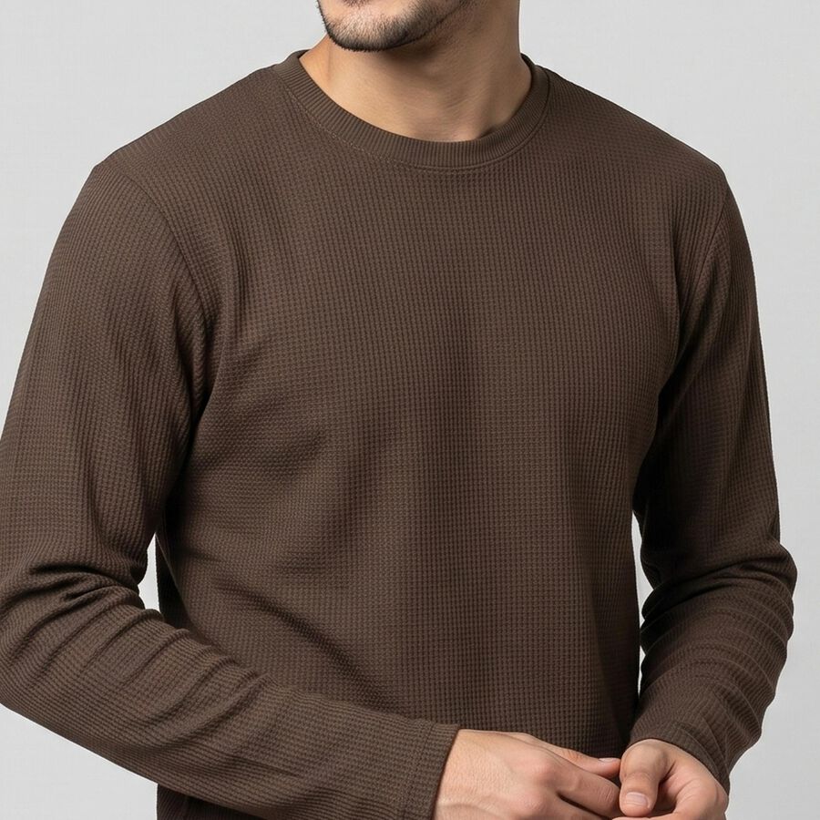 Men's Beige Crew Neck Regular T-Shirt, गहरा पीला, large
