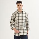 Men's Beige Cotton Spread Collar Casual Shirt, गहरा पीला, small image number null