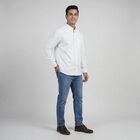 Men's White Cotton Spread Collar Classic Casual Shirt, White, small