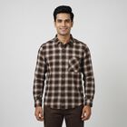 Men's Brown Cotton Long Sleeve Regular Fit Casual Shirt, भूरा, small