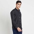 Checks Slim Fit Casual Shirt, Black, small image number null