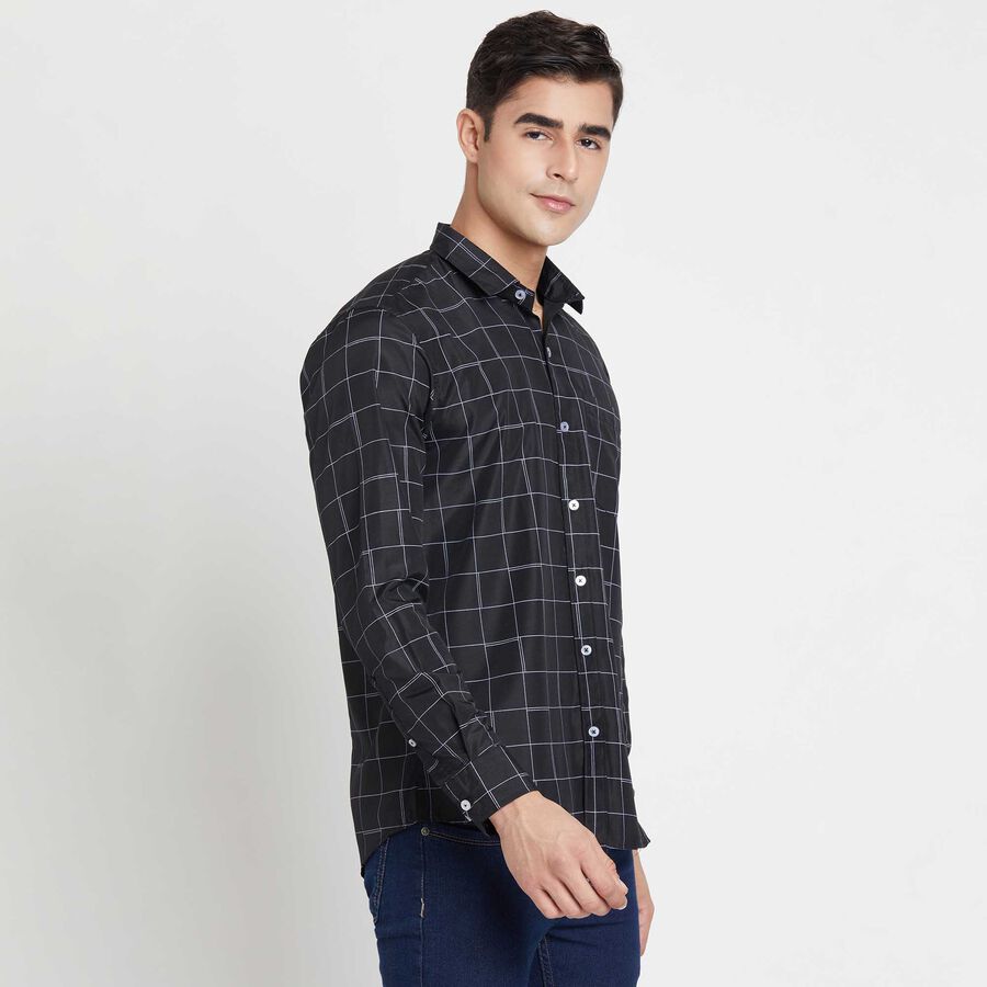 Checks Slim Fit Casual Shirt, Black, large image number null