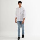 Men's Rich Eggshell White Cotton Mandarin Collar Casual Shirt, White, small image number null