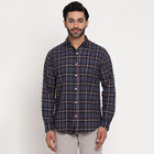 Cotton Checks Casual Shirt, Navy Blue, small image number null