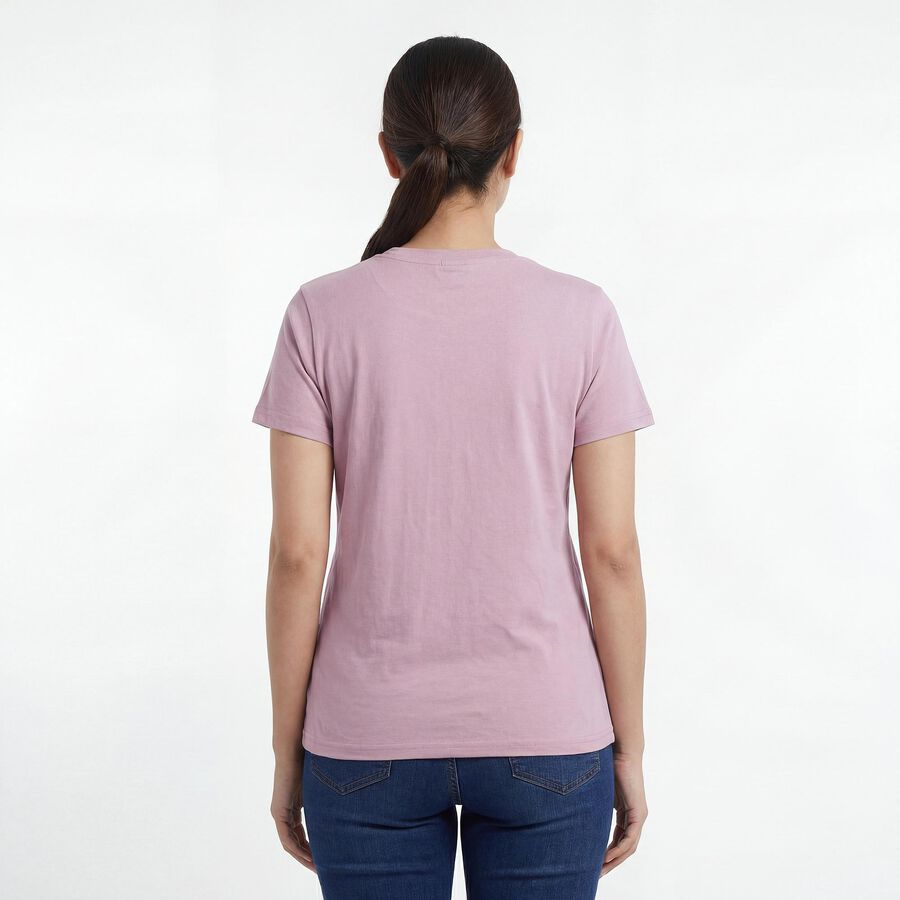 Women's Lilac Round Neck Casual T-Shirt, Lilac, large
