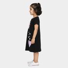 Girls' Black A-Line Unicorn Print Heart Patch Frock, काला, small