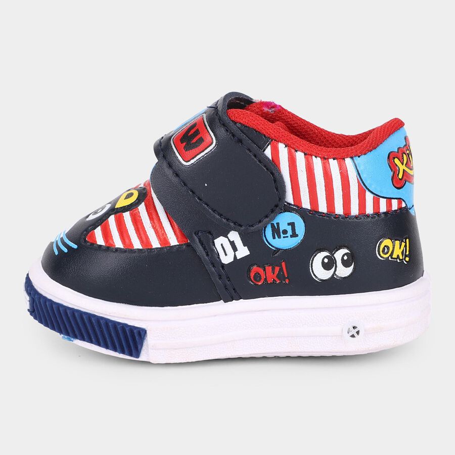 Boys Navy Blue Cartoon Velcro Casual Shoes, Navy Blue, large image number null