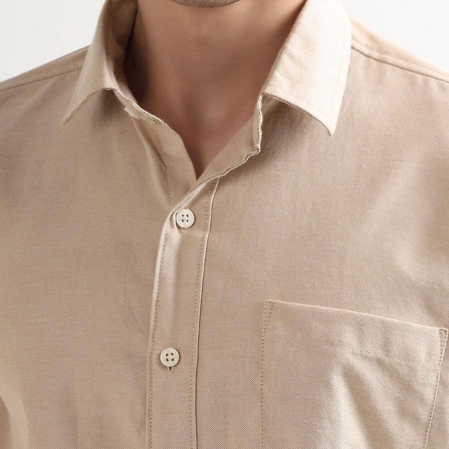 Men's Regular Collar Casual Shirt, Beige, large image number null