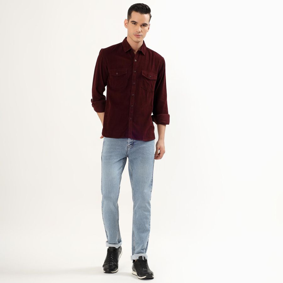 Men's Rich Burgundy Cotton Classic Casual Shirt, Wine, large image number null