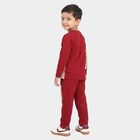 Boys' Red 100% Cotton Round Neck Graphic Print Baba Suit, Red, small