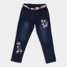 Girls' Dark Midnight Navy Slim Fit Embroidered Jeans, गहरा नीला, small image number null