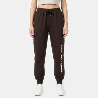 Women's Brown Regular Fit Cargo Track Pants