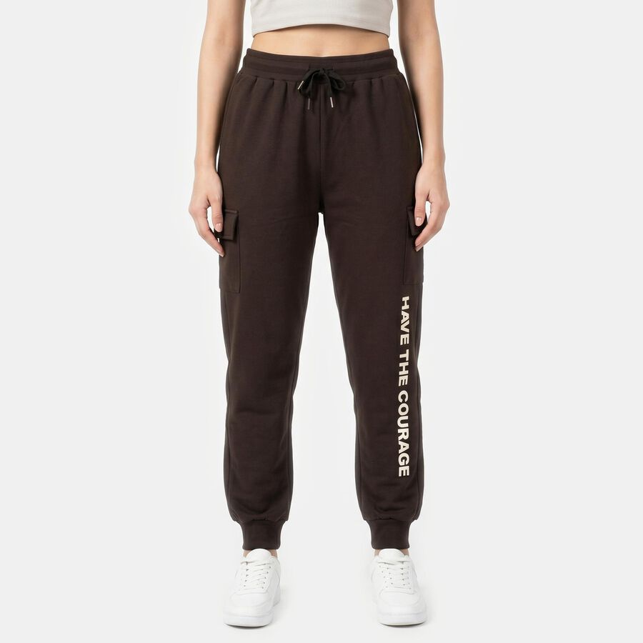 Women's Brown Regular Fit Cargo Track Pants, Brown, large