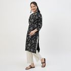 Women's Black Round Neck Straight Kurta, Black, small