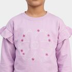 Girls' Lilac Crew Neck Pullover Sweatshirt, लाइलेक, small