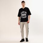 Men's Grey Slim Fit Contrast Panelled Track Pants, हल्का ग्रे, small