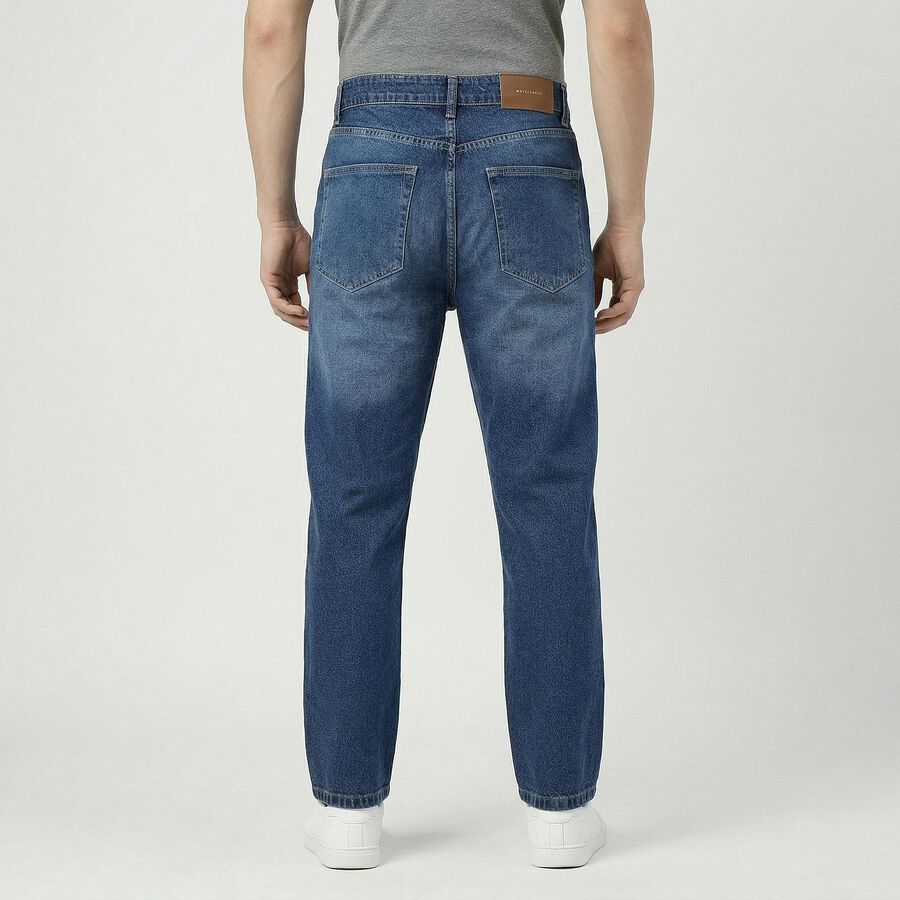 Men's Blue Straight Fit Classic Jeans, Dark Blue, large